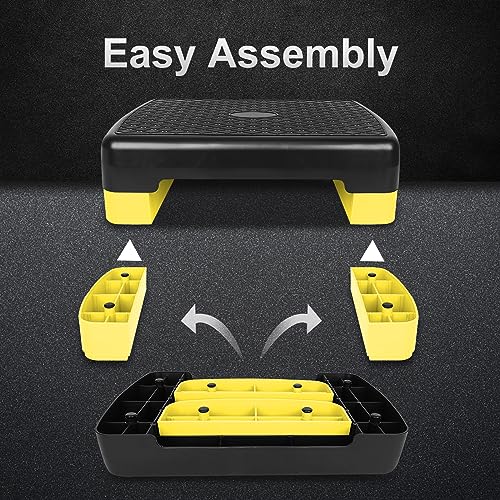 Height-Adjustable 4''-6'' Step Aerobics Platform Fitness Equipment Stepper Trainer Exercise Step Platform with 2 Riser