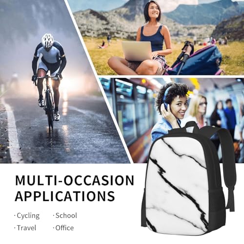 Lightweight Polyester Daypack White Marble Print, Anti Theft Large Capacity Travel Hiking Backpack Unisex Carry On Bag for Outdoor Commute Business Use - color: Design (541)
