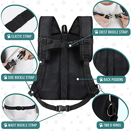 PetAmi Adjustable Dog & Cat Chest Carrier Backpack, Ventilated for Hiking, Camping & Travel, Max 10 lbs, Black - color: Black, size: 15.5"L x 8.0"W x 15.0"H