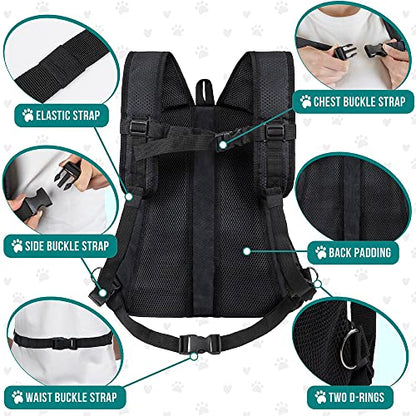 PetAmi Dog Front Carrier Backpack, Adjustable Dog Pet Cat Chest Carrier Backpack, Ventilated Dog Carrier for Hiking Camping Travel, Small Medium Dog Puppy Large Cat Carrying Bag, Max 15 lbs, Black - color: Black, size: Large (15.5x9x18)