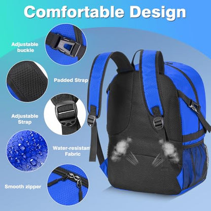 Soccer Backpack with Seperate Compartment, Water Resistant Sport Bags fit for Basketball, Volleyball, Football - color: Blue