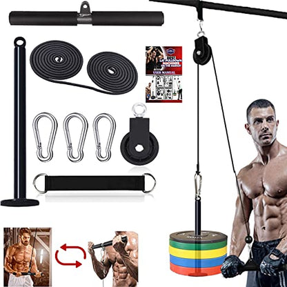Taeku LAT Pulley System for Home Gym – Strength Training Fitness Equipment Cable Machine for Triceps, Biceps, Back & Shoulder Workouts - color: Bar