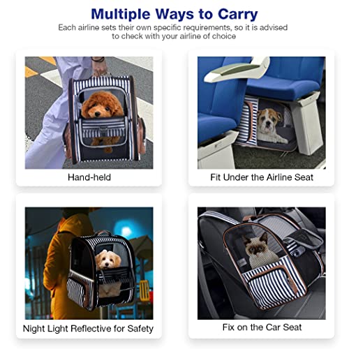 Extra Large Cat Backpack Carrier Expandable Pet Carrier Backpack for Small Dogs Medium Cats Fit Up to 18 Lbs, Dog Backpack Carrier, Foldable Puppy Backpack Carrier for Travel, Hiking,Striped - color: Striped