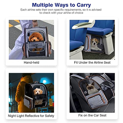 Extra Large Cat Backpack Carrier Expandable Pet Carrier Backpack for Small Dogs Medium Cats Fit Up to 18 Lbs, Dog Backpack Carrier, Foldable Puppy Backpack Carrier for Travel, Hiking,Striped - color: Striped