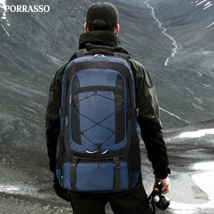 75L Hiking Backpack Trekking Rucksack Waterproof Daypack Durable Backpack for Women Men Camping Climbing Travel Outdoor Sports Navy Blue - color: Navy Blue