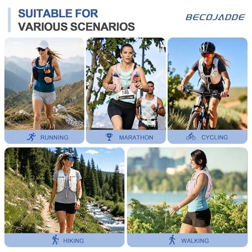 BECOJADDE 5L Running Vest for Women, Hydration Backpack Lightweight & Breathable for Trail Running, Marathon, Hiking, Cycling - color: Black