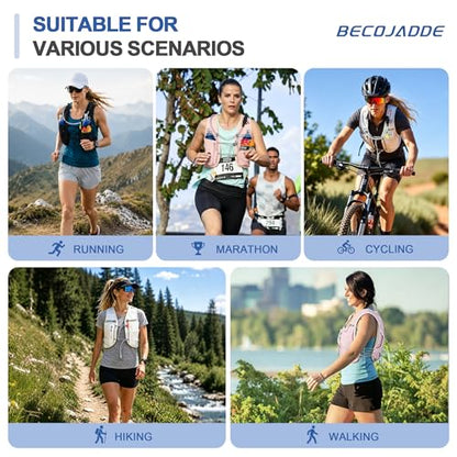 BECOJADDE 5L Running Vest for Women, Hydration Backpack Lightweight & Breathable for Trail Running, Marathon, Hiking, Cycling - color: Black