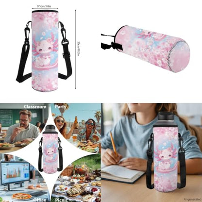 ZDCUSTOM Axolotl Backpack Set for Girls Bookbags with Lunch Box and Pencil Case, Large Capacity Elementary School Backpack for Girls Water Bottle Holder Keychain, Kids Schoolbags Sets 5-Pieces - color: Floral Axolotl