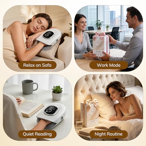 VARIPOWDER Hand Massager with Heat and Compression, Heated Stretching Hand Massager for Arthritis and Carpal Tunnel, Hand Wrist Massager Deep Palm Kneading Gift 4 Modes 5 Intensity
