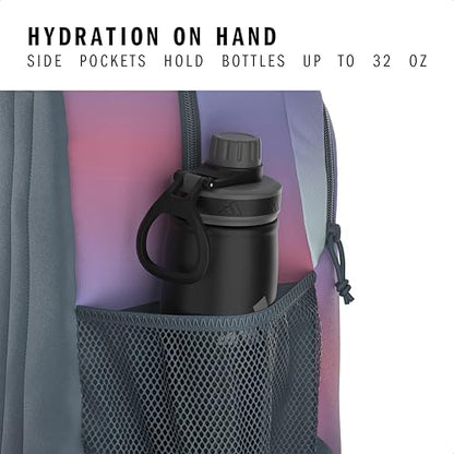 Originator Small Backpack for men and women, athletic book bag with laptop sleeve - color: Gradient Rose Tone Pink/Onix Grey