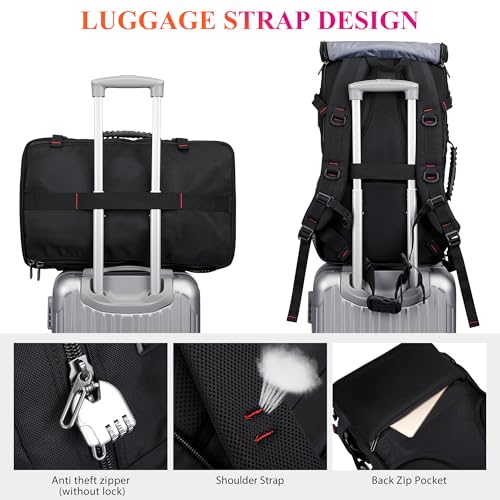 WITZMAN Travel Backpack for Men Duffle Bags Fits 17 Inch Laptop | Nylon Water-resistant 3-in-1 Carry on Backpack Airline Approved, Large Convertible Overnight Rucksack, B685 Black - color: Black