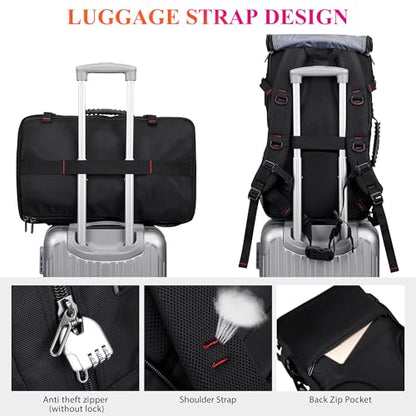 WITZMAN Travel Backpack for Men Duffle Bags Fits 17 Inch Laptop | Nylon Water-resistant 3-in-1 Carry on Backpack Airline Approved, Large Convertible Overnight Rucksack, B685 Black - color: Black