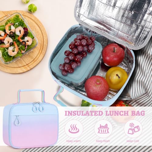 DIGOBAY 3PCS Girls Backpack for School, Kids Backpack for Girls with Lunch Bag Pencil Case, Kids Bookbag Teen Girl Backpacks for Elementary Middle High College School (Blue-purple Gradient) - color: Blue-purple Gradient