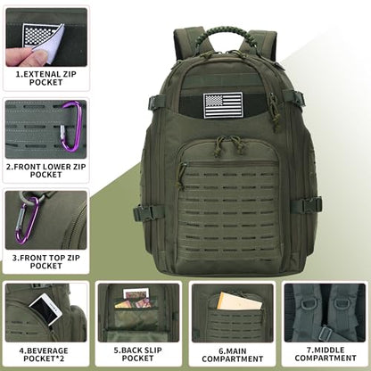 30L Hiking Backpack Lightweight Outdoor Daypack Camping Backpack Outdoor Travel Daypack Day Pack for Man Woman (Army Green) - color: Army Green