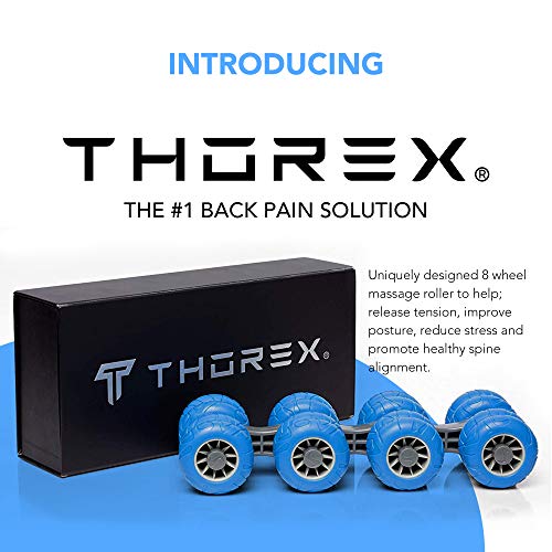 THOREX 8-Wheel Back Massager and Neck Knot Remover - Chiropractor Approved Manual Deep Tissue Massage Tool for Upper Back, Trapezius Pain Relief and Trigger Point Therapy - Self Recovery Muscle Stick