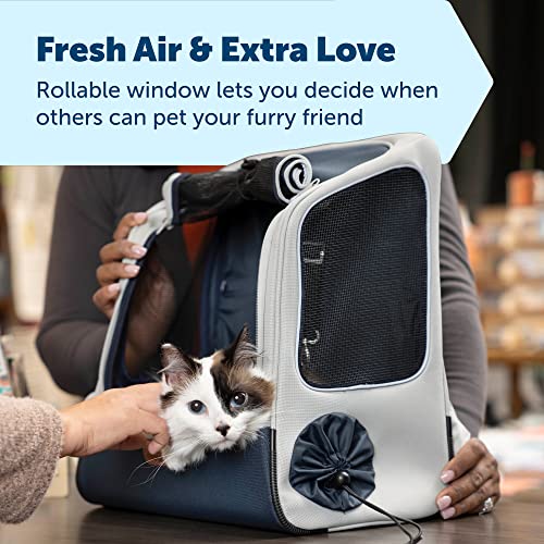 PetSafe Happy Ride Backpack Pet Carrier - Perfect for Dogs & Cats up to 20lbs - Mesh Windows for Comfortable Travel - Harness Tether for Safety - Easy Access Treat Opening - Can be Secured in the Car