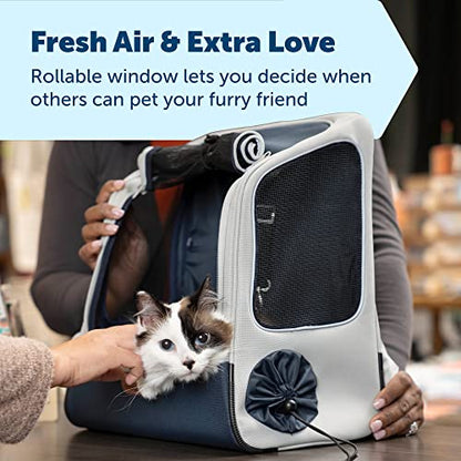 PetSafe Happy Ride Backpack Pet Carrier - Perfect for Dogs & Cats up to 20lbs - Mesh Windows for Comfortable Travel - Harness Tether for Safety - Easy Access Treat Opening - Can be Secured in the Car