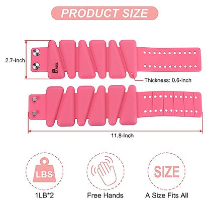 PATIKIL Adjustable Wrist Weights Set of 2, 2Lbs Total (1lb Each) Silicone Ankle Walking Weights for Women Men Bracelets for Training Yoga Jogging Aerobics - color: Pink