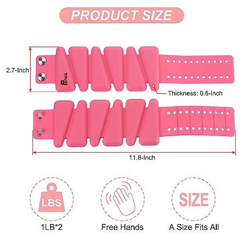 PATIKIL Adjustable Wrist Weights Set of 2, 2Lbs Total (1lb Each) Silicone Ankle Walking Weights for Women Men Bracelets for Training Yoga Jogging Aerobics - color: Pink