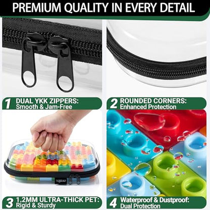 YQBRAO 4-Pack Clear Hard Shell Zipper Case, 1.2mm Ultra-Thick Diaper Bag Organizer Pouches, Rigid Self-Standing Travel Makeup Bags with YKK Zippers, TSA Approved, Black - color: Black, size: 4 Pack(S)