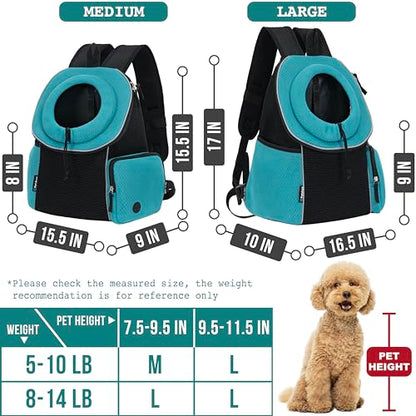 PetAmi Dog Carrier Backpack, Hands Free Front Pet Carrier, 14lbs, Teal Blue - color: Teal Blue, size: 16.5"L x 10.0"W x 17.0"H