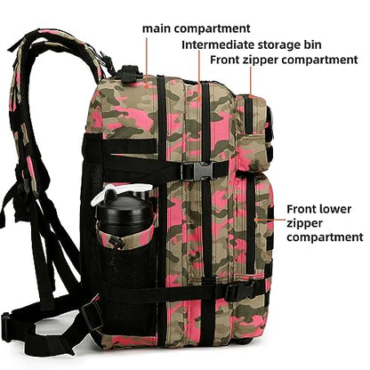 45L Tactical Assault Backpack 3 day assault pack with Molle Waterproof backpack Rucksack for Tactical Backpacks - color: Pinkcamo