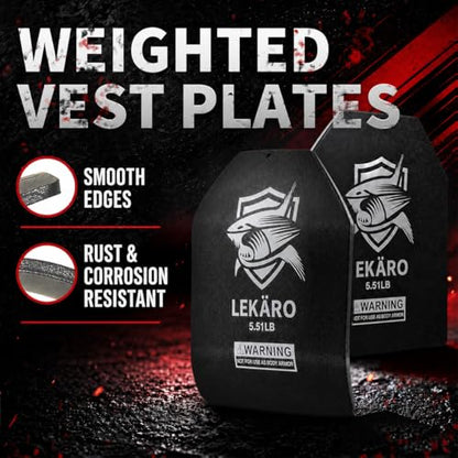 Weighted Vest Plates Set, Curved Front and Flat Back Weight Plates, 9.8 x 11 Inch, Ergonomic for Men and Women, Rust Resistant, CrossFit, Murph, Rucking, Strength Training - color: 5.51LB