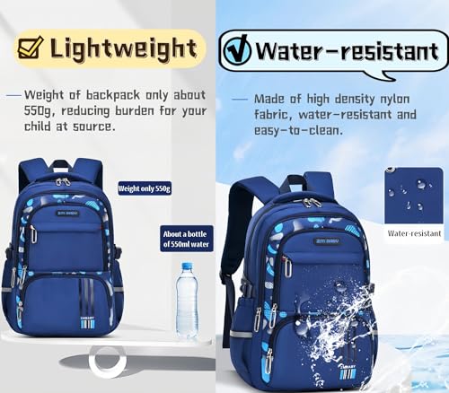 Bansusu Camo Backpacks for Boys Middle School Elementary, Camouflage School Bags Bookbags Kids Back Packs for Teens Boys - color: Style D - Dark Blue