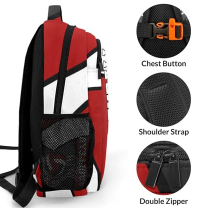 Volleyball Black White Red Personalized School Backpack Waterproof Laptop Bag for Woman Man - color: Muilti 25