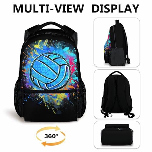 Boys School Backpack Kids Volleyball Backpacks Bookbag Back to School Supplies, 17 Inches Large Capacity Cool Sport Back Pack for Kindergarten Elementary Middle (Black) - color: Color 6