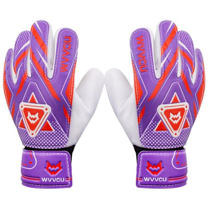 WVVOU Goalkeeper Gloves for Kids Youth, Soccer Goalie Gloves with Double Protection, Anti-Slip Soccer Gloves, Super Grip - color: Purple, size: 8
