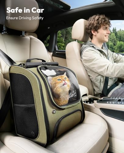 Pecute Cat Backpack Carrier,Large Space Cat Bubble Backpack,Ergonomic,Green - color: reen, size: 12.6"L x 10.2"W x 16.5"H