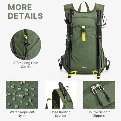 G4Free 20L Hiking Backpack with Waist Strap for Women Men, Lightweight Waterproof Daypack for Travel Camping Outdoor, Green - color: Green
