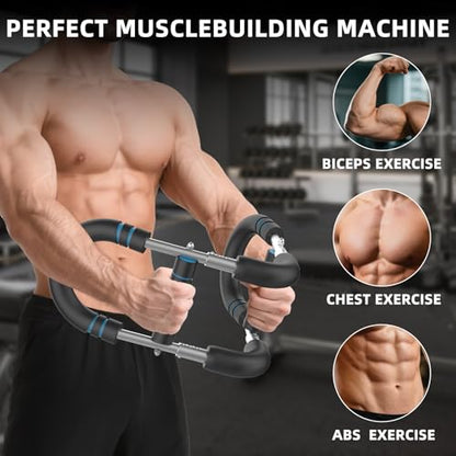 Power Twister Arm Trainer, 2026 New 40-100lb Adjustable Chest Workout Equipment, Portable Full Body Fitness Bar for Home Gym, Arm Trainer for Men, Detachable Spring Resistance Home Fitness Equipment