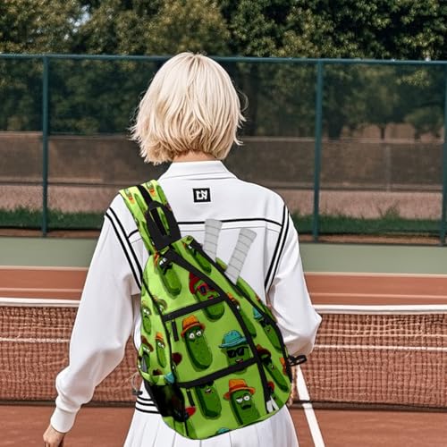 Pickleball Bag for Women & Men – Lightweight Sports Backpack with Paddle Compartments, Dual Carry Modes, Detachable Zippered Strap, Brown Leopard, Great Gift Option for Players - color: Blue Sharks