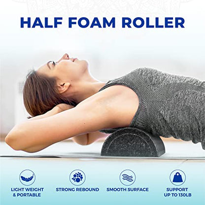 Yes4All High-Density EPP Half Round Back Roller Foam, Exercise Foam Roller for Yoga, Pilates & Stretching - 12, 18, 24, 36 inch - color: Black, style: 24 inch