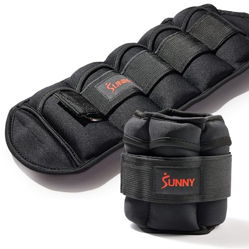 Sunny Health & Fitness Ankle Weights for Women, Men & Kids – Adjustable 1–5 lb Pair | Wrist, Arm & Leg Weights for Walking, Pilates, Yoga & Cardio - size: Adjustable 1-5 LB
