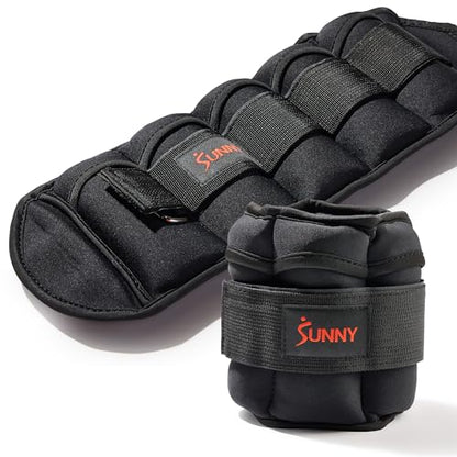 Sunny Health & Fitness Ankle Weights for Women, Men & Kids – Adjustable 1–5 lb Pair | Wrist, Arm & Leg Weights for Walking, Pilates, Yoga & Cardio - size: Adjustable 1-5 LB