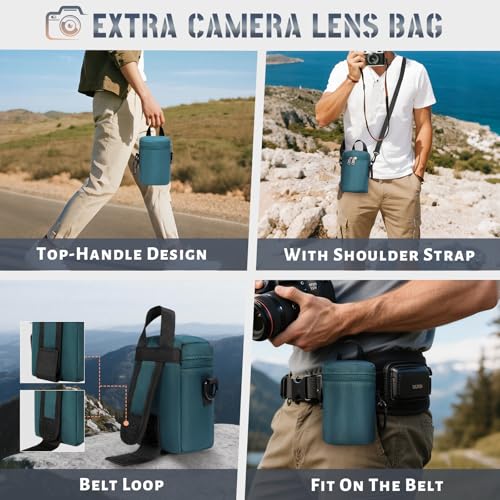 RAINSMORE Camera Backpack Hard Shell for DSLR/SLR Waterproof Camera Bag with Laptop Compartment 15.6 Inch Professional Camera Case with Rain Cover Photography Backpack Bag with Camera Lens Case Green - color: Green