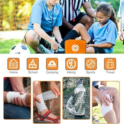 300Piece Portable First Aid Kit Refill Supplies for Car Mini Caming Emergency First Aid Kit Hiking Survival Essential Kit for Outdoor Adventure Emergency Case, Orange 1st Aid - style: Orange-300Pcs