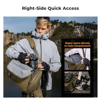 K&F CONCEPT Camera Backpack, 30L Large Capacity Camera Bag, Waterproof DSLR Camera BackPack, Extra Large Photography Bag Backpack - color: Khaki, size: Large