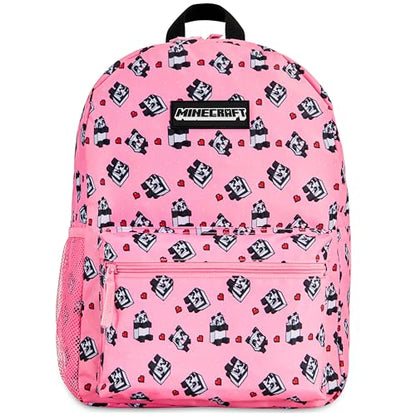 Minecraft Backpack for Boys Kids Teens Adjustable Straps Front Pocket Daypack Backpacks for Sports Gym School Gamer Gifts (Pink) - color: Pink