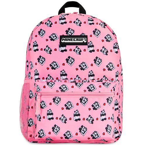 Minecraft Backpack for Boys Kids Teens Adjustable Straps Front Pocket Daypack Backpacks for Sports Gym School Gamer Gifts (Pink) - color: Pink