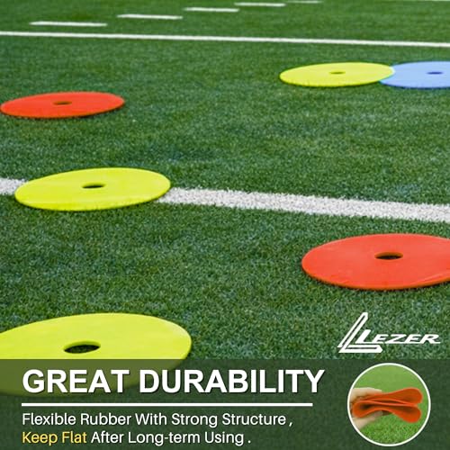 LEZER 6 Inch 8 Inch Flat Cones, Spot Markers, Soccer Cones, Field Court Markers, Sit Spots, Flat Discs, Soccer Training Equipment, Agility Practice, Football, Made in Taiwan - style: 8 inch with 12 pcs
