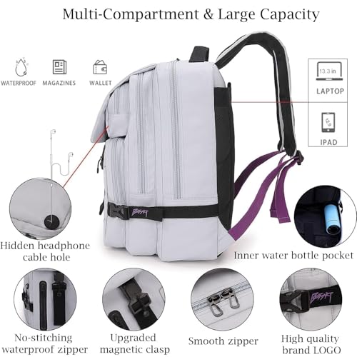 BESMART Hiking Outdoor Travel Backpack with Design, Water-Resistant Laptop Daypack Book Bag with Multi-Layer for Men & Woman (Light Grayish Blue) - color: Light Grayish Blue