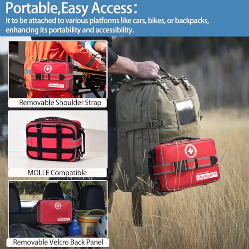 Besst Survivor 401 Piece First Aid Kit with Chest Seals -Labeled, Expandable & Mountable, Emergency Medical Kit for Home, Car, Camping & Outdoor, Waterproof Trauma Kits with Labeled Compartments - size: Pro Max