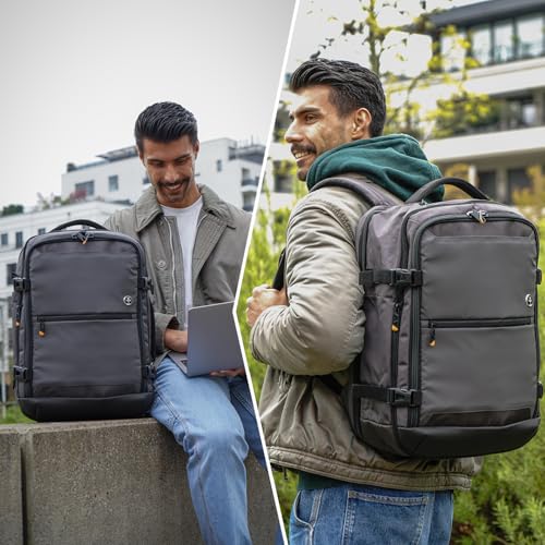 Swissdigital Design Travel Backpack 43L with USB Charging Port Laptop Backpack,TSA Friendly Flight Approved Carry-on Luggage Hand,Business Rucksack Fits 17 Inch Laptop Grey | SD1748-02 - color: Grey