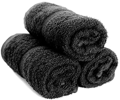 SIMPLI-MAGIC 79178 Cotton Hand Towels, 16"x27", Black, Not Bleach Proof, 12 Count - color: Charcoal