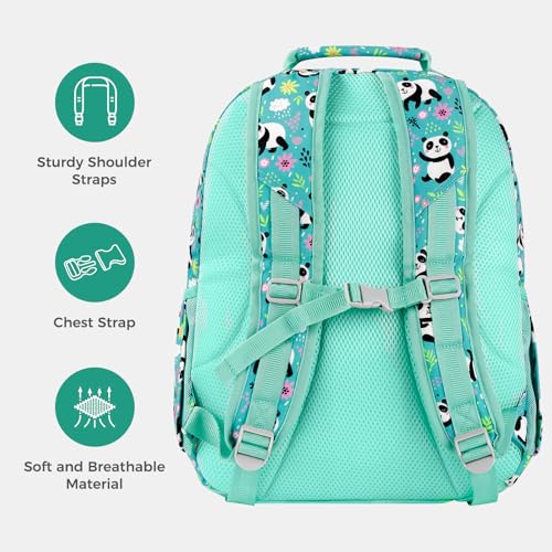 Choco Mocha Kids Backpack for Girls Cheetah Backpack Kids Elementary School Backpack for Girls Ages 6-8 Kid Bookbag 17 Inch with Chest Strap, Green - color: Leopard Print-green