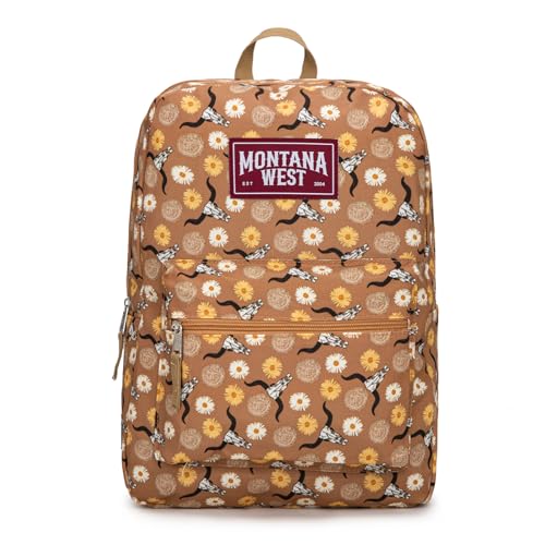 Montana West Backpack for Women Men 2 PCS Lightweight College Bookbags Casual Daypack Backpacks for Commute & Travel - color: Western Brown